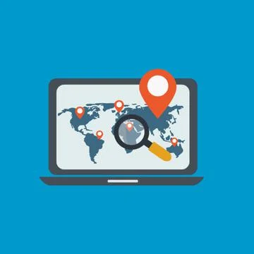 Vector of map display on computer Stock Illustration