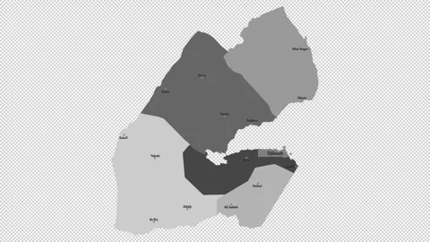 Vector map of Djibouti with names of cities and with borders city Stock Footage 331518316
