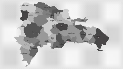 Vector map of Dominican Republic with names of cities and with borders city Stock Footage 331899411