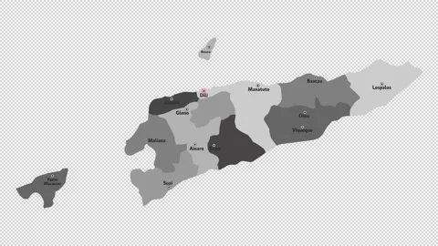 Vector map of East Timor with names of cities and with borders city Stock Footage 331137689