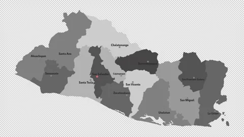 Vector map of El Salvador with names of cities and with borders city Stock Footage 331137736