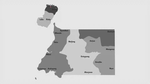 Vector map of Equatorial Guinea with names of cities and with borders city Stock Footage 331899403