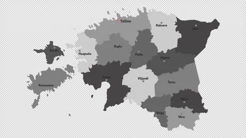 Vector map of Estonia with names of cities and with borders city Stock Footage 329631767