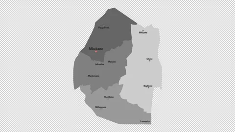 Vector map of Esvatini with names of cities and with borders city Stock Footage 331899404
