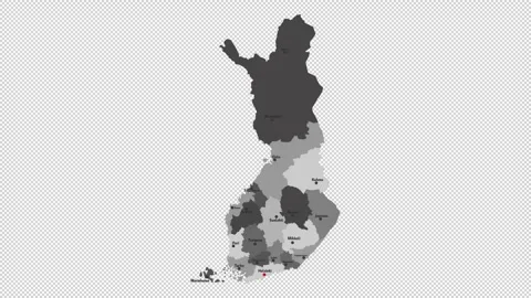 Vector map of Finland with names of cities and with borders city Stock Footage 329631795