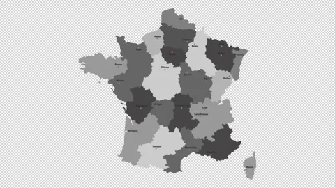 Vector map of France with names of cities and with borders city Stock Footage 329631842