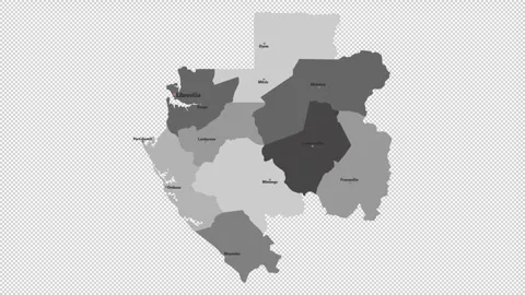 Vector map of Gabon with names of cities and with borders city Stock Footage 331137723