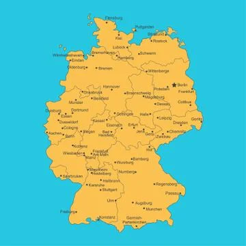 Vector map of Germany on blue background Illustrazione stock