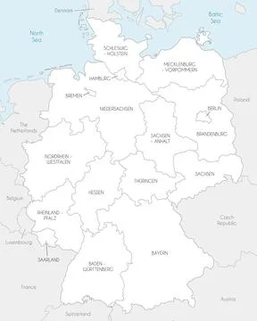 Vector map of Germany with federated states or regions and administrative div Illustrazione stock