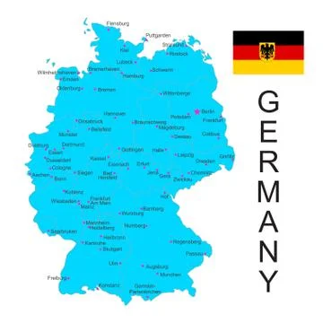 Vector map of Germany with flag on white background Stock Illustration