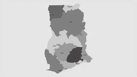 Vector map of Ghana with names of cities and with borders city Stock Footage 331137727