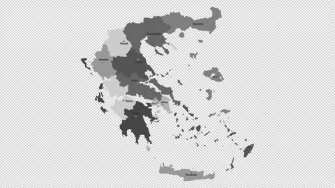 Vector map of Greece with names of cities and with borders city Stock Footage 329631918