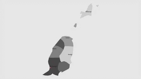 Vector map of Grenada with names of cities and with borders city Stock Footage 331137717
