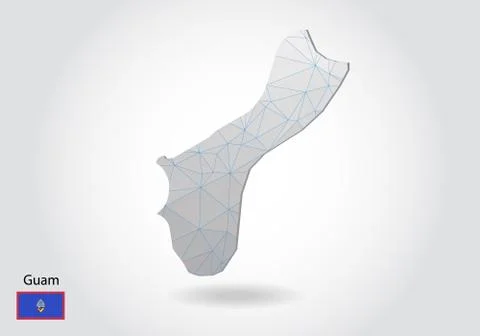 Vector map of guam with trendy triangles design in polygonal style on dark ba Stock Illustration