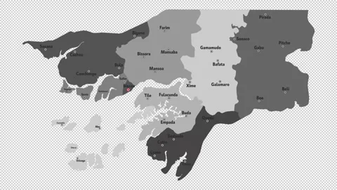 Vector map of Guinea-Bissau with names of cities and with borders city Stock Footage 330712986