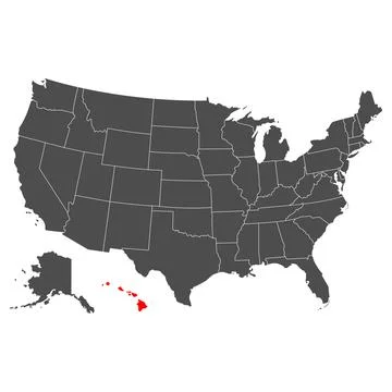 Vector map of Hawaii. High detailed illustration. Country of the United State Stock Illustration