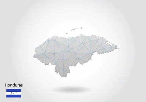Vector map of honduras with trendy triangles design in polygonal style on dar Stock Illustration