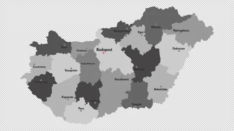 Vector map of Hungary with names of cities and with borders city Stock Footage 330267135