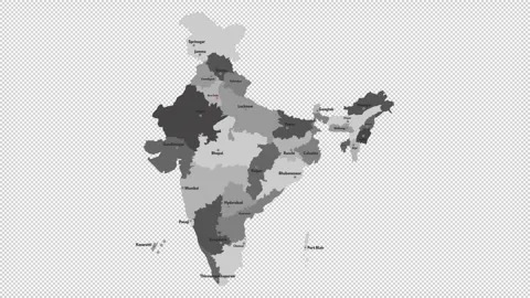 Vector map of India with names of cities and with borders city Stock Footage 330267125