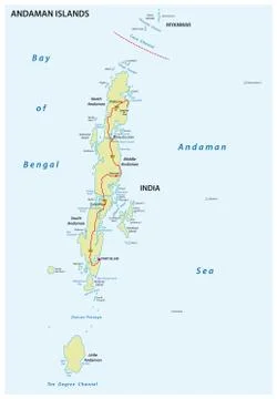 Vector map of the Indian archipelago of the Andaman Islands 스톡 일러스트