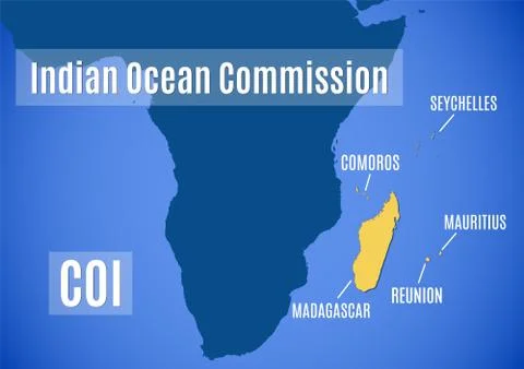Vector map of the Indian Ocean Commission (COI). Stock Illustration