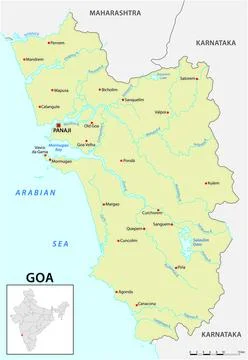 Vector map of the Indian state of Goa Stock Illustration