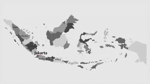 Vector map of Indonesia with names of cities and with borders city Stock Footage 331137789