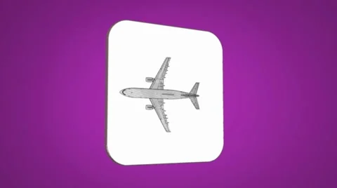 Vector Map intro - Airplane - Transition Blueprint - purple 01 Stock Footage 62354374