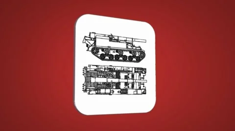 Vector Map intro - Army Tank  - Transition Blueprint - red 01 Stock Footage 62258493
