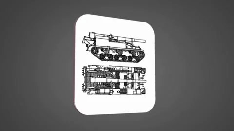 Vector Map intro - Army Tank  - Transition Blueprint - grey 01 Stock Footage 62258547