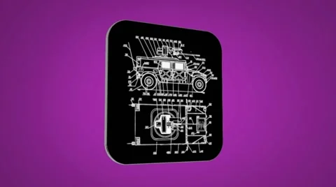 Vector Map intro - Army Wagon  - Transition Blueprint - purple 02 Stock Footage 62354485