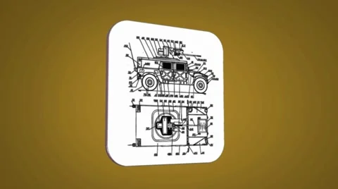 Vector Map intro - Army Wagon  - Transition Blueprint - yellow Stock Footage 62354493