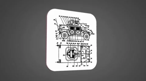Vector Map intro - Army Wagon  - Transition Blueprint - grey 01 Stock Footage 62354527