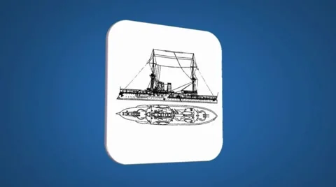 Vector Map intro - boat - Transition Blueprint - blue 01 Stock Footage 61962075