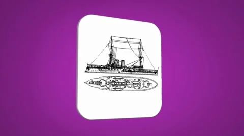 Vector Map intro - boat - Transition Blueprint - purple 01 Stock Footage 61962111