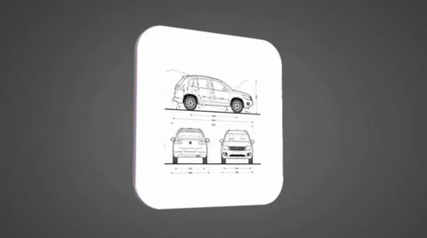 Vector Map intro - Car - Transition Blueprint - grey 01 Stock Footage 62258918