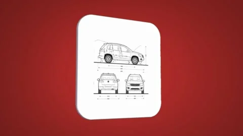 Vector Map intro - Car - Transition Blueprint - red 01 Stock Footage 62258930