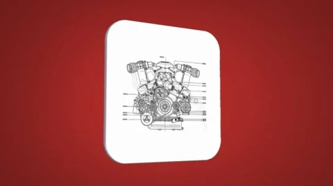 Vector Map intro - Detail Engine - Transition Blueprint - red 01 Video stock 62259163