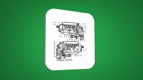 Vector Map intro - Engine advanced - Transition Blueprint - green 01 Stock Footage 62259365