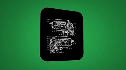 Vector Map intro - Engine advanced - Transition Blueprint - green 02 Stock Footage 62259366
