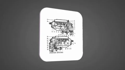 Vector Map intro - Engine advanced - Transition Blueprint - grey 01 Stock Footage 62259440