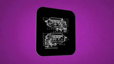 Vector Map intro - Engine advanced - Transition Blueprint - purple 02 Video stock 62259446