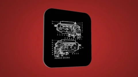 Vector Map intro - Engine advanced - Transition Blueprint - red 02 Video stock 62259453