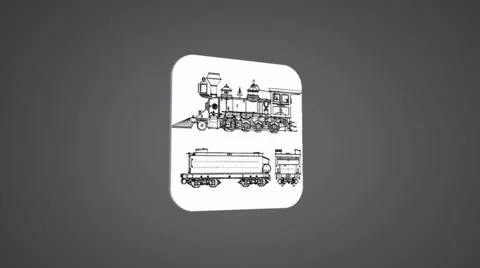 Vector Map intro - Locomotive - Transition Blueprint - grey 01 Stock Footage 61893527