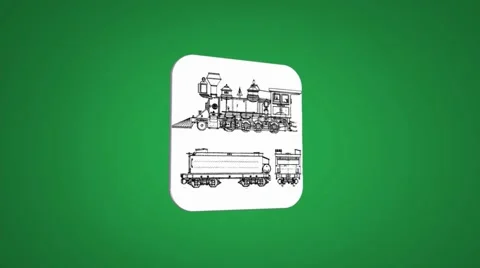 Vector Map intro - Locomotive - Transition Blueprint - green 01 Stock Footage 61893528