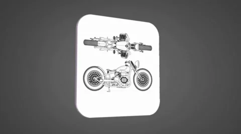 Vector Map intro - Old bike - Transition Blueprint - grey 01 Stock Footage 62181485