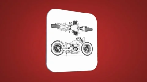 Vector Map intro - Old bike - Transition Blueprint - red 01 Stock Footage 62181502