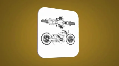 Vector Map intro - Old bike - Transition Blueprint - yellow 01 Stock Footage 62181590