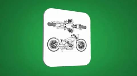 Vector Map intro - Old bike - Transition Blueprint - green 01 Stock Footage 62181599