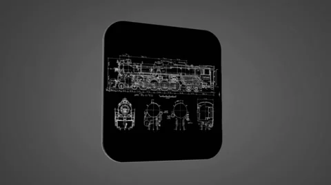 Vector Map intro - Old Train - Transition Blueprint - grey 02 Stock Footage 61893450